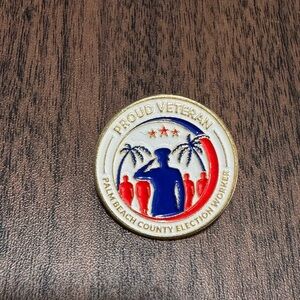 Proud Veteran Palm Beach County Election Worker Pin